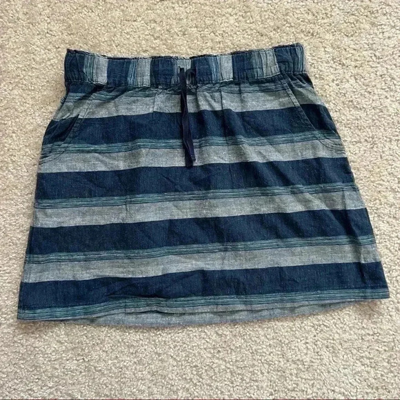 Patagonia Island Hemp Beach Skirt Women’s Size XS Blue Striped STY58480 Pockets - Picture 1 of 10